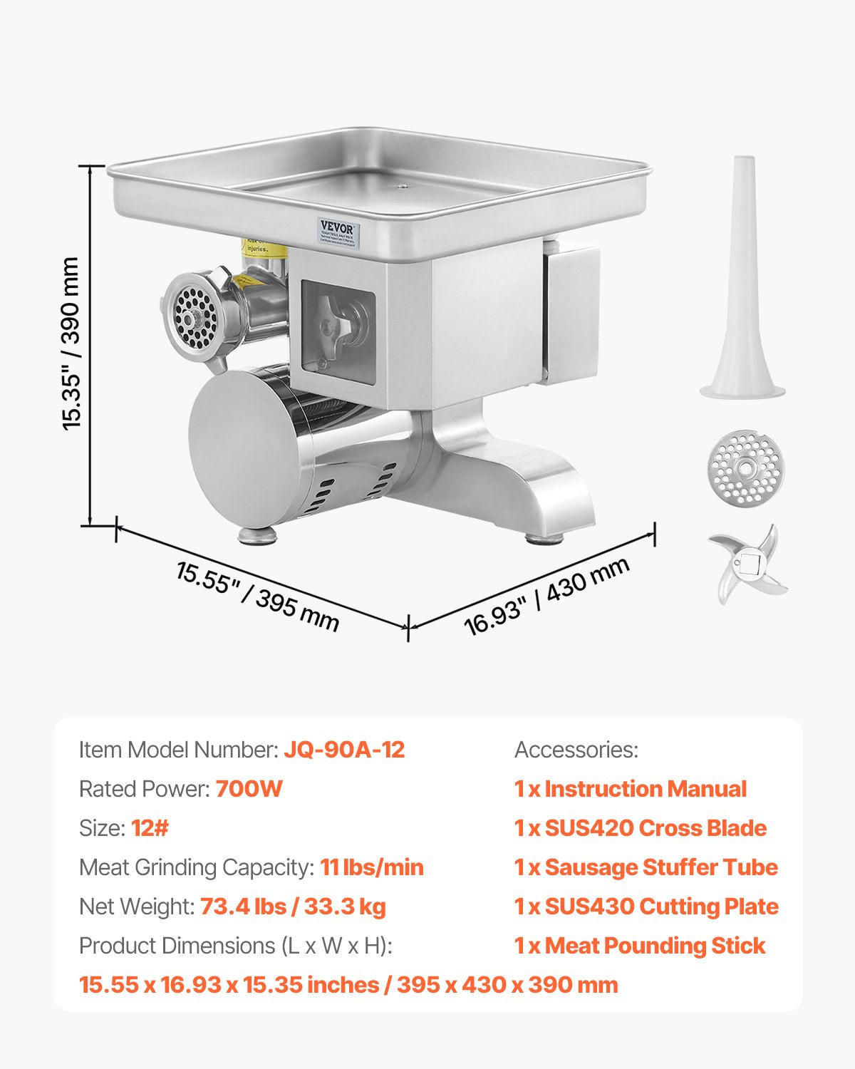 Mince extruded from the grinding head into a tray