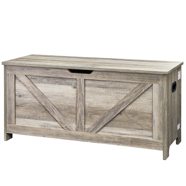 Gray wooden kids toy box storage bench chest - view 1