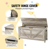 Gray wooden kids toy box storage bench chest - view 4