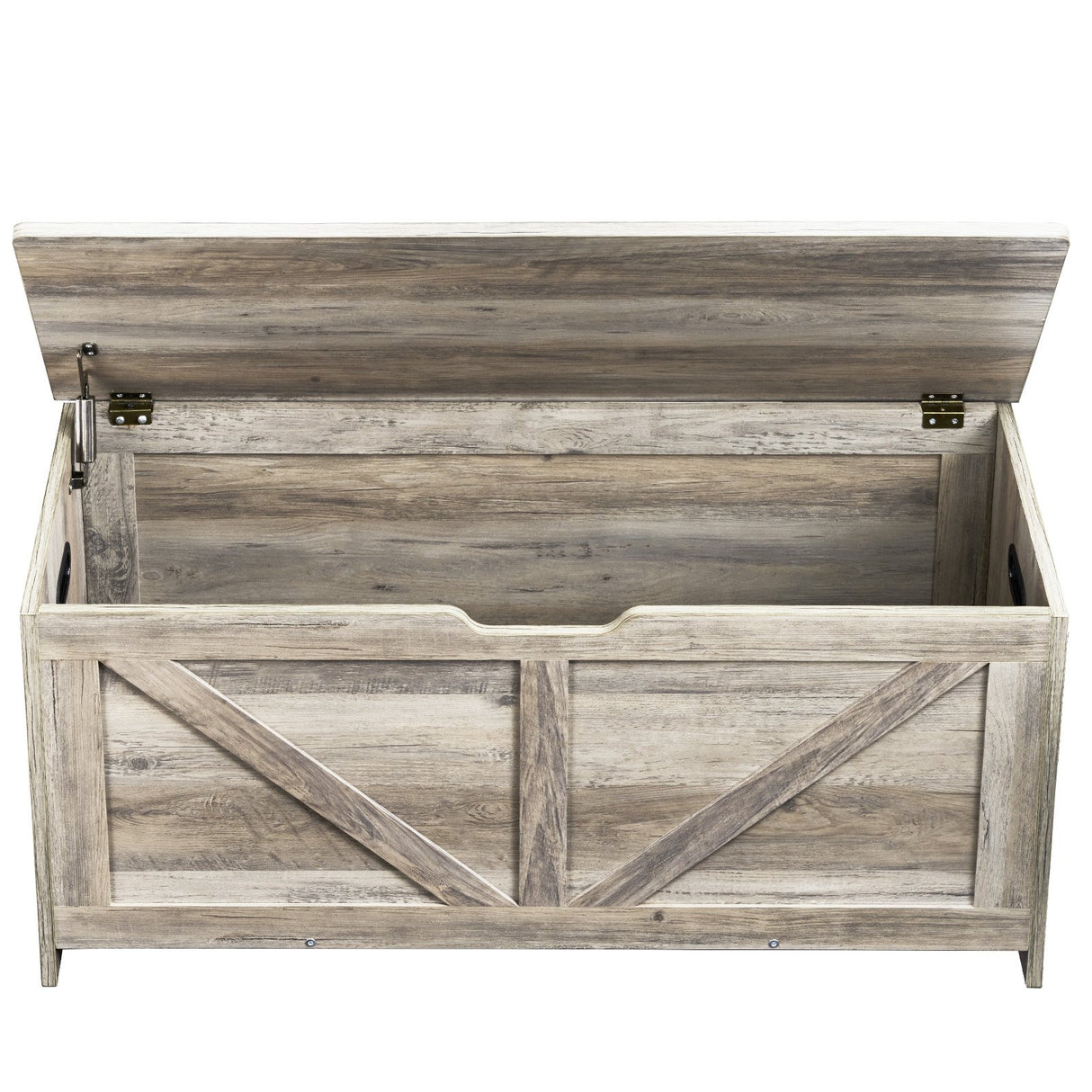 Gray wooden kids toy box storage bench chest - view 11