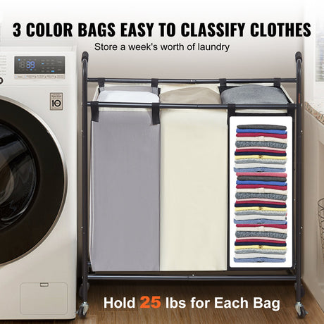 VEVOR 3-Section Heavy-Duty Laundry Sorter