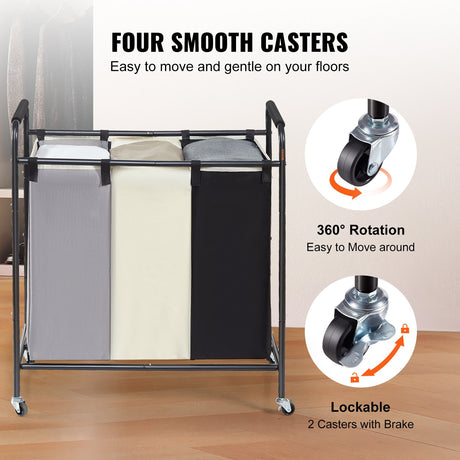 VEVOR 3-Section Heavy-Duty Laundry Sorter