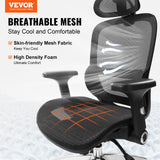 Wongan Hills mesh office chair with high back, lumbar and head support at a desk