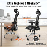 Wongan Hills mesh office chair with high back, lumbar and head support at a desk
