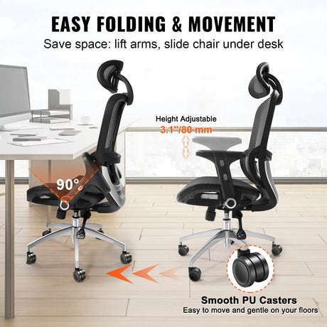 Wongan Hills mesh office chair with high back, lumbar and head support at a desk