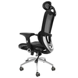 Wongan Hills mesh office chair with high back, lumbar and head support at a desk