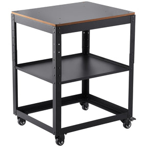 Rolling planer stand with storage shelf and casters