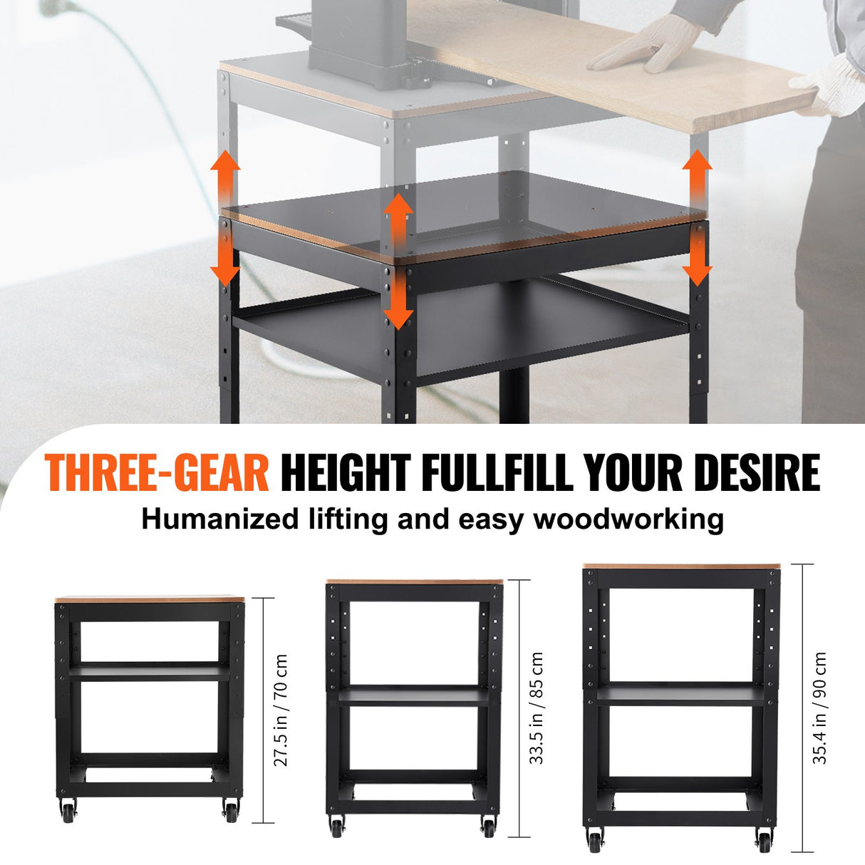 Rolling planer stand with storage shelf and casters