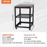 Rolling planer stand with storage shelf and casters