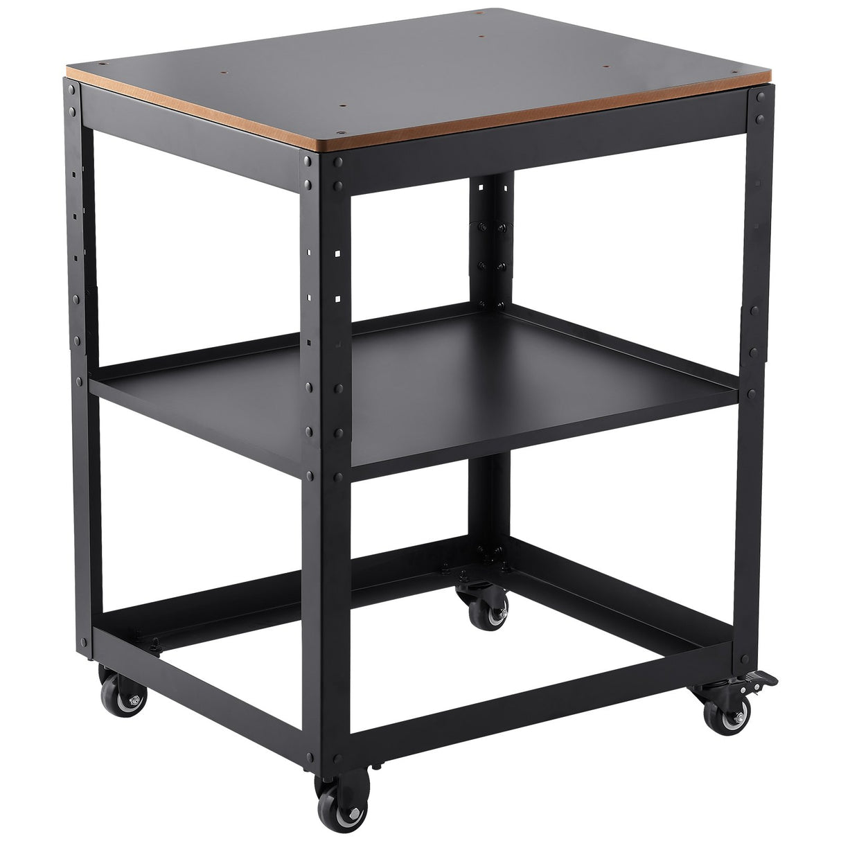 Rolling planer stand with storage shelf and casters