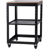 Rolling planer stand with storage shelf and casters