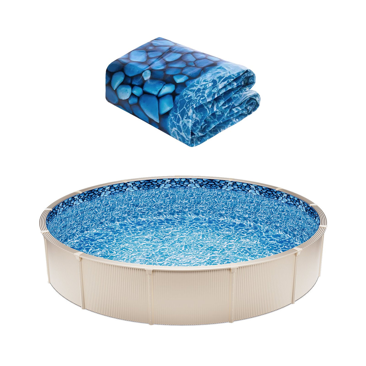 Overlap style replacement liner for a 24 foot round above ground pool
