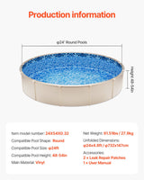 Salir Round Pool Liner, 24ft Overlap Style