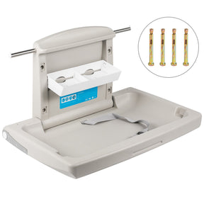 Wall mounted fold down baby change station in grey