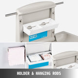 Wall mounted fold down baby change station in grey