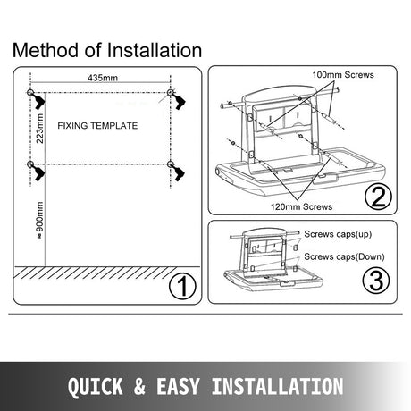 Wall mounted fold down baby change station in grey