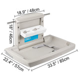 Wall mounted fold down baby change station in grey