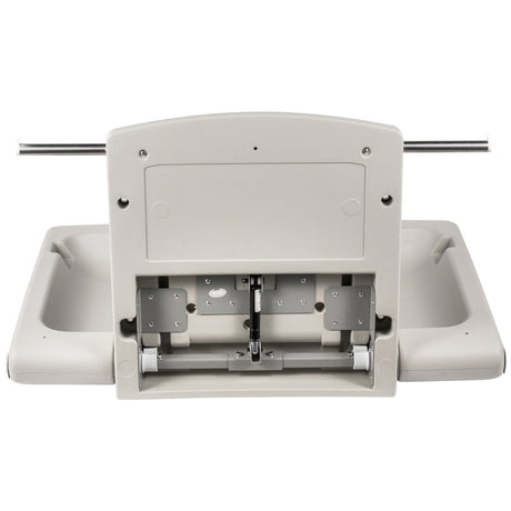 Wall mounted fold down baby change station in grey