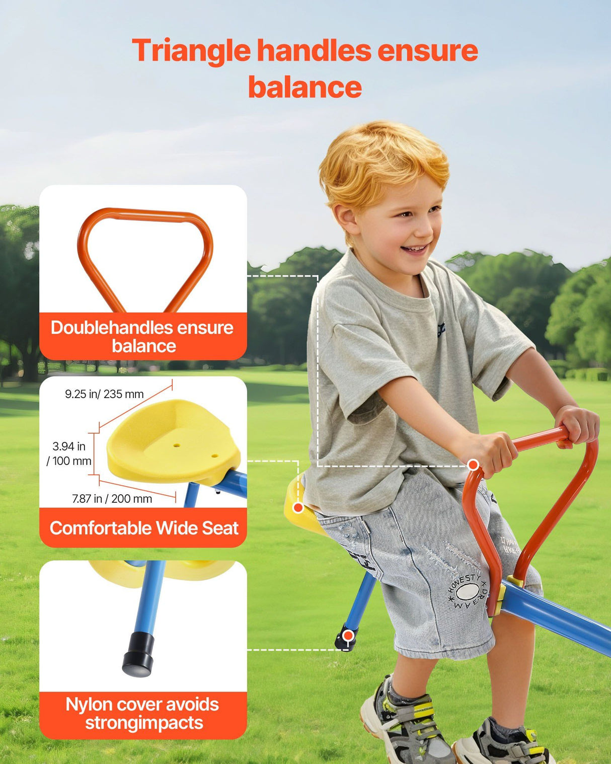 Kids Seesaw, 49.9 kg Load Capacity per Seat, Sit and Spin Teeter Totter with 4-prong Support Legs, Kids Outdoor Playground Equipment, Swiveling 360 Degrees Rotating for Children Aged 3+, 4 Seats