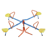 Kids Seesaw, 49.9 kg Load Capacity per Seat, Sit and Spin Teeter Totter with 4-prong Support Legs, Kids Outdoor Playground Equipment, Swiveling 360 Degrees Rotating for Children Aged 3+, 4 Seats