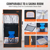 Portable far infrared sauna tent, 1400W with foldable chair