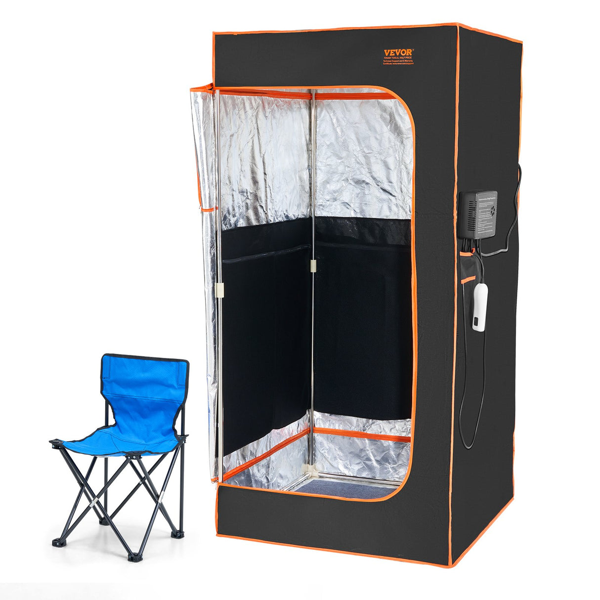 Portable far infrared sauna tent, 1400W with foldable chair