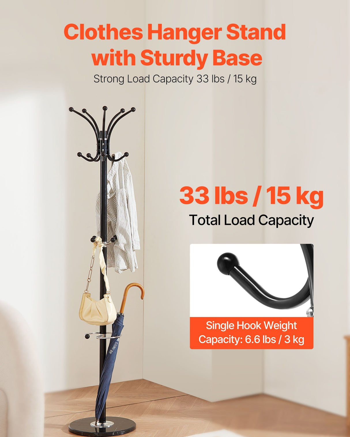 Point Lonsdale Marble Base Coat Stand with Umbrella Holder