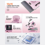 Pull out drawer of the 8 in 1 heat press extended for loading