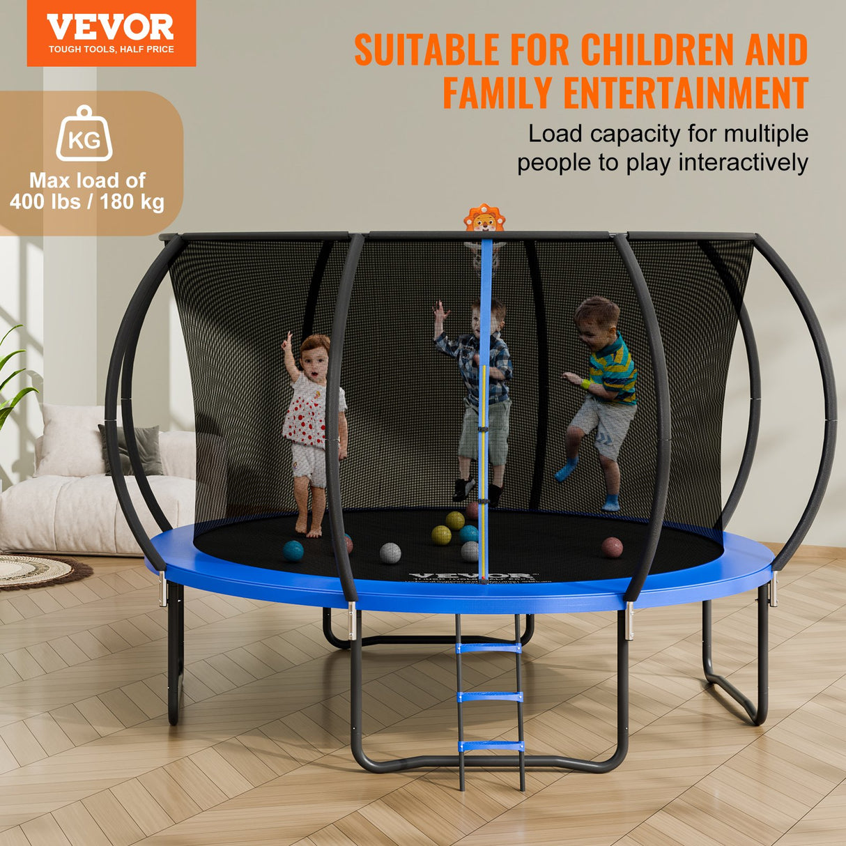 Keppel Round Trampoline with Enclosure and Ladder, 12ft
