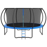 Round 14ft trampoline with full enclosure net, curved poles and access ladder