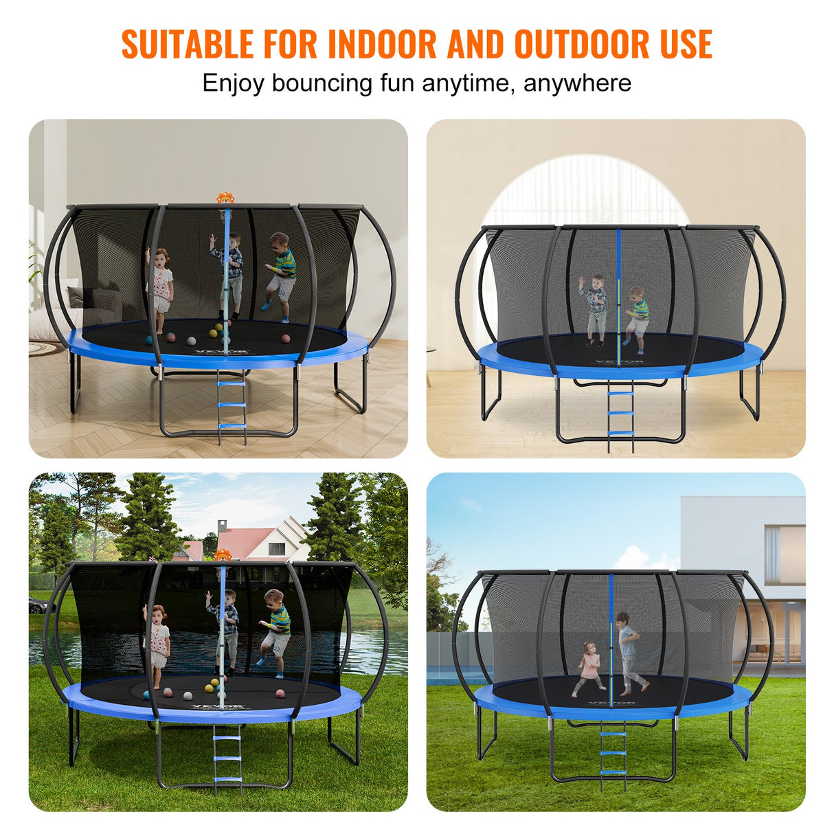 Keppel Round Trampoline with Enclosure and Ladder, 14ft