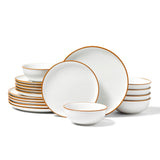 White 18 piece ceramic dinnerware set with plates and bowls