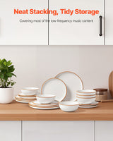 White 18 piece ceramic dinnerware set with plates and bowls