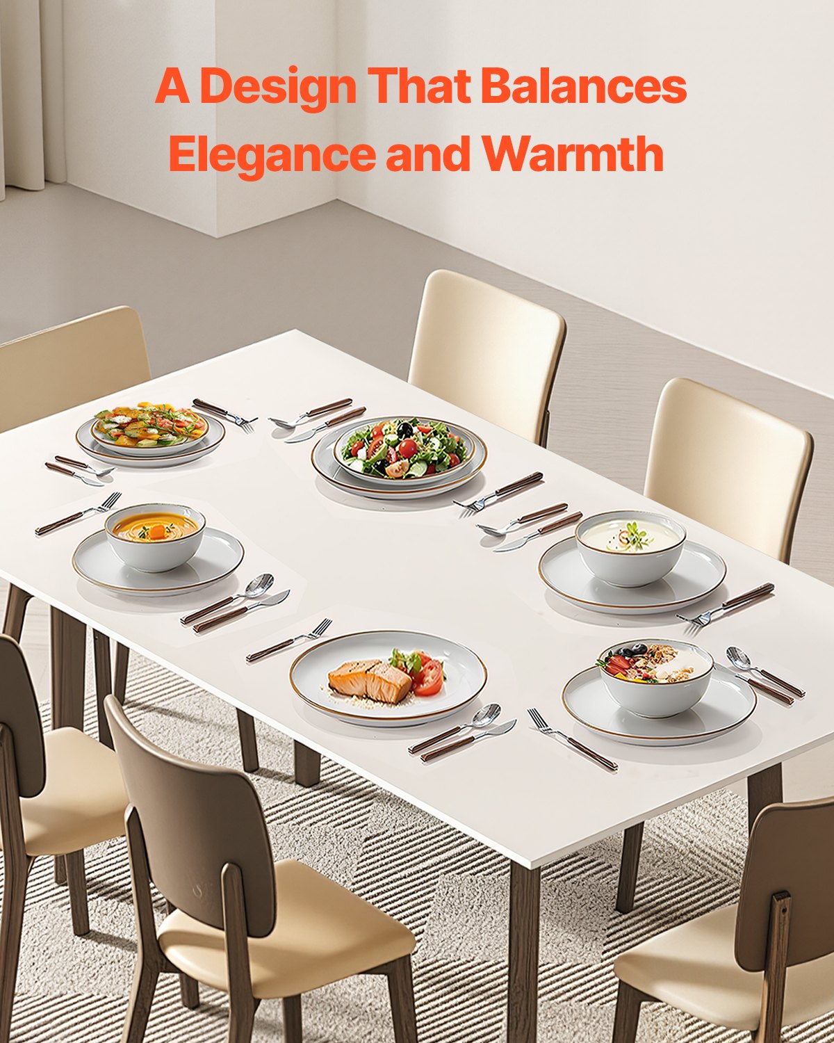 White 18 piece ceramic dinnerware set with plates and bowls