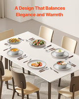 White 18 piece ceramic dinnerware set with plates and bowls