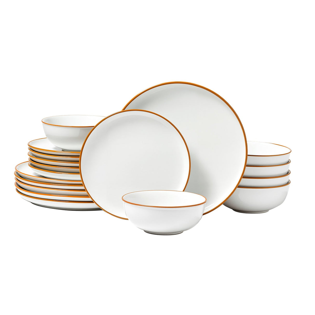 White 18 piece ceramic dinnerware set with plates and bowls