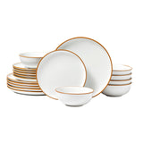 White 18 piece ceramic dinnerware set with plates and bowls