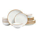White 18 piece ceramic dinnerware set with plates and bowls