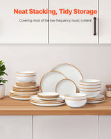 White 32 piece ceramic dinnerware set with plates and bowls