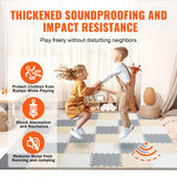 Interlocking foam tiles being connected