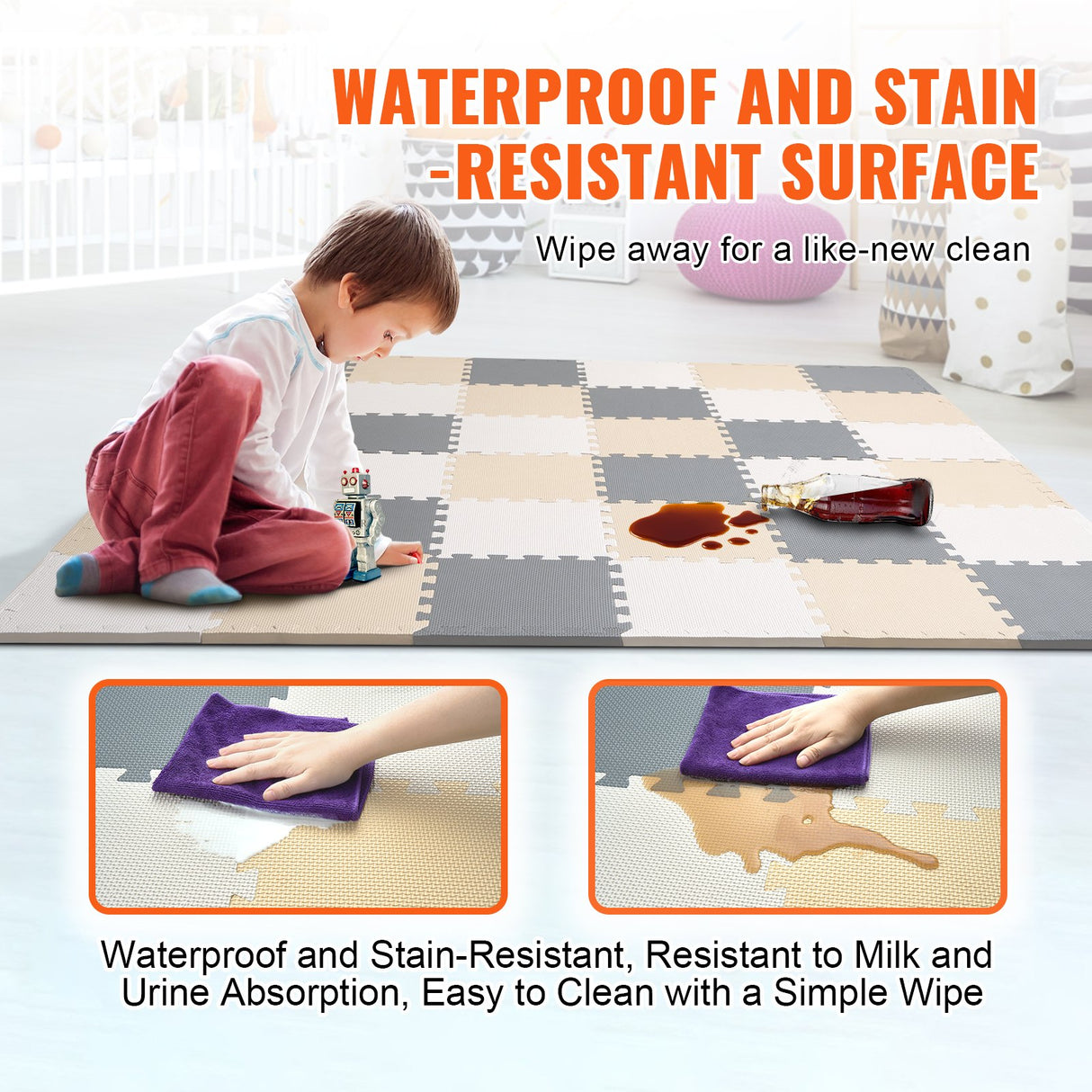 Foam tiles with border strips