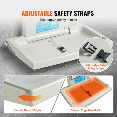 Wall Mounted Baby Changing Station with Safety Harness - view 4