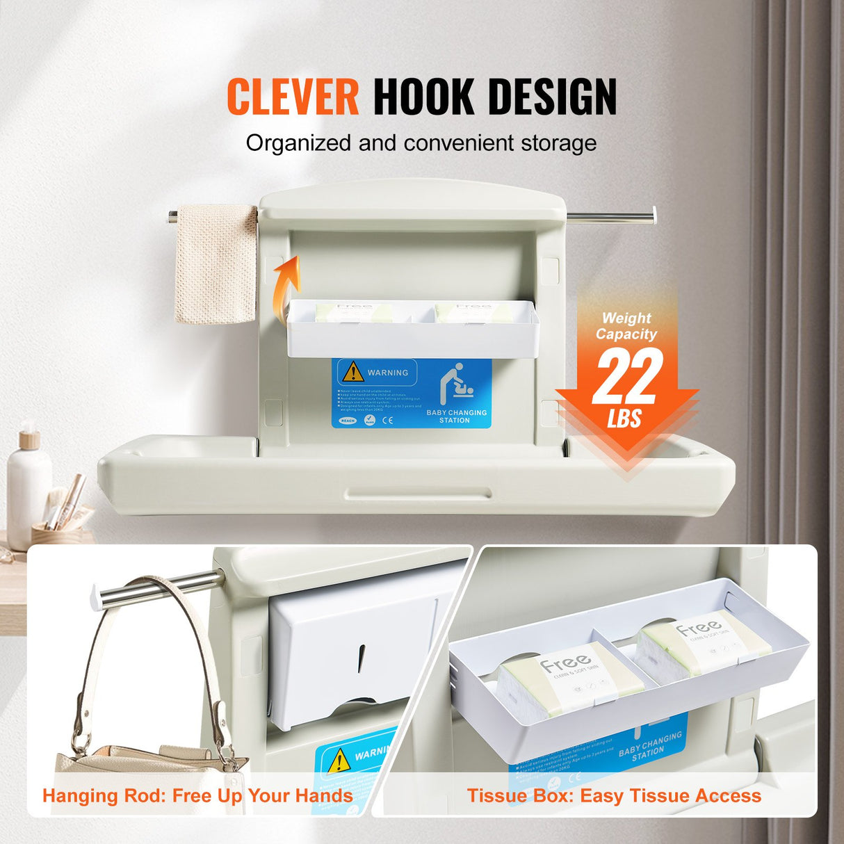 Wall Mounted Baby Changing Station with Safety Harness - view 5