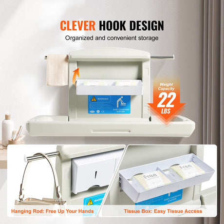 Wall Mounted Baby Changing Station with Safety Harness - view 5