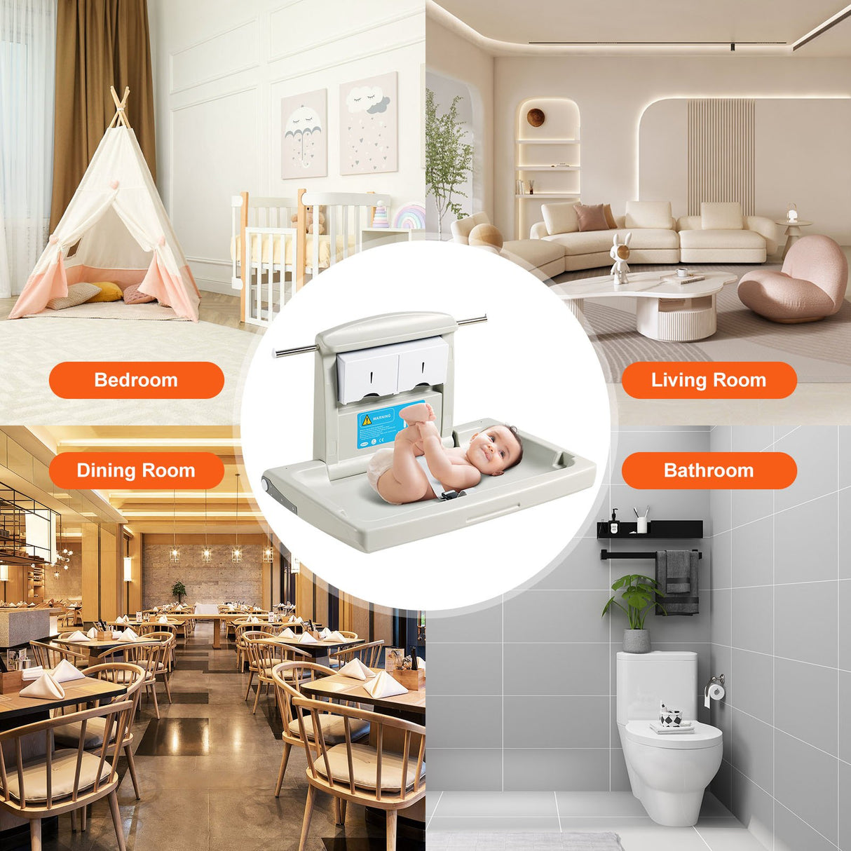Wall Mounted Baby Changing Station with Safety Harness - view 6