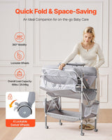 Baby Change Table with Storage Drawers and Wheels, Light Grey - view 3
