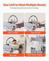 Baby Change Table with Storage Drawers and Wheels, Light Grey - view 6