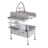Baby Change Table with Storage Drawers and Wheels, Light Grey - view 9
