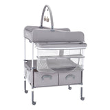 Baby Change Table with Storage Drawers and Wheels, Light Grey - view 11