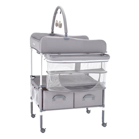 Baby Change Table with Storage Drawers and Wheels, Light Grey - view 11